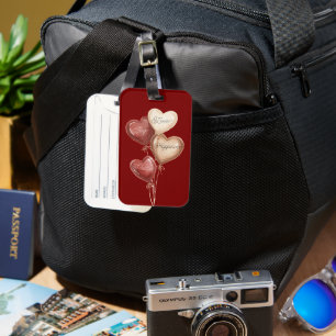 Red Cream Heart Balloons Love Joy Luggage Tag