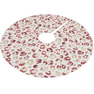 Red Cream Leopard Print Christmas Brushed Polyester Tree Skirt
