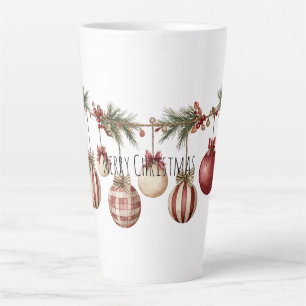 Red Cream Ornaments Christmas Latte Mug