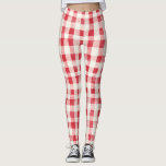 Red Cream Plaid Stripes   Leggings<br><div class="desc">Red Cream Plaid Stripes</div>