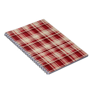 Red Cream Plaid Stripes Notebook