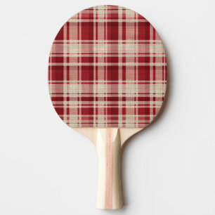 Red Cream Plaid Stripes Ping Pong Paddle