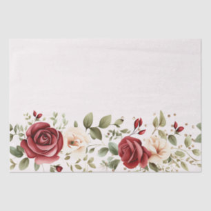 Red Cream Roses Gold Wedding Tissue Paper