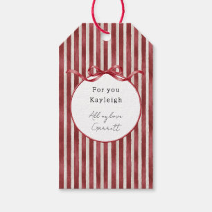 Red Cream Stripes Christmas Gift Tags