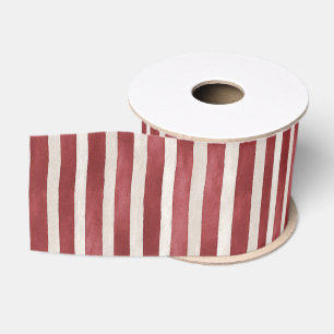 Red Cream Stripes Christmas Grosgrain Ribbon