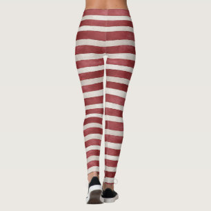 Red Cream Stripes Leggings