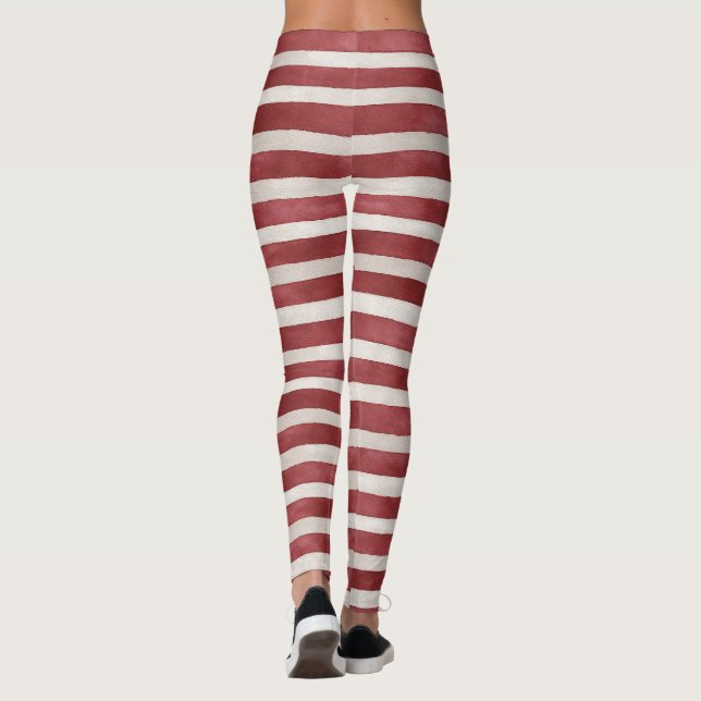 Red Cream Stripes Leggings (Back)