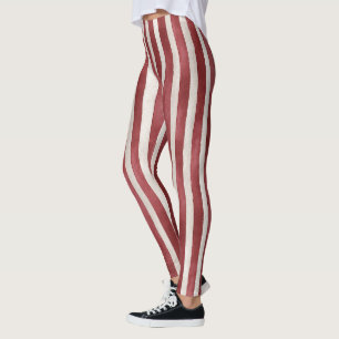 Red Cream Stripes Leggings