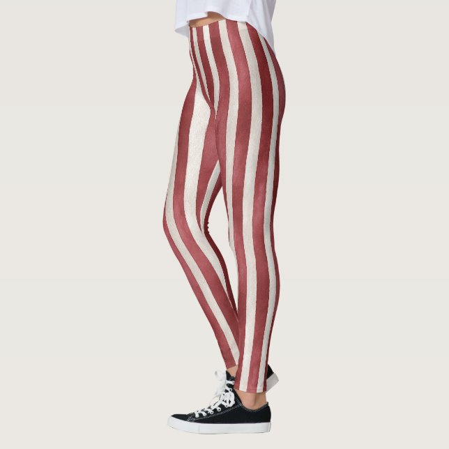 Red Cream Stripes Leggings (Left)
