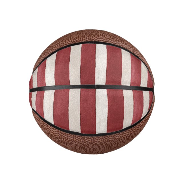 Red Cream Stripes Mini Basketball (Front)