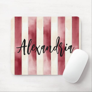 Red Cream Stripes Mouse Pad