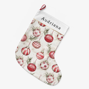 Red Cream White Christmas Ornaments Large Christmas Stocking