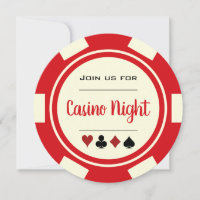 Red Cream White Poker Chip Casino Night