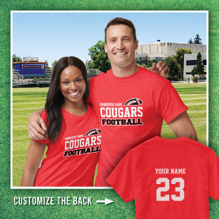 Red Creekside Park Cougars Football name # T-Shirt
