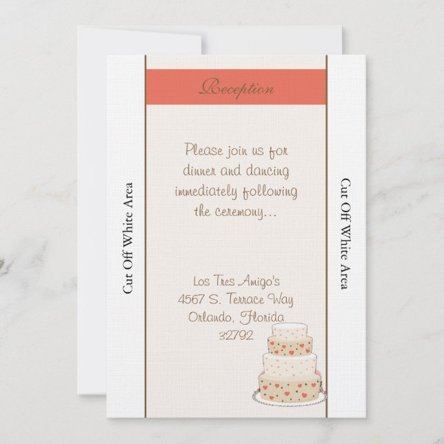 Red/Creme Wedding Cake Reception Card (Front)