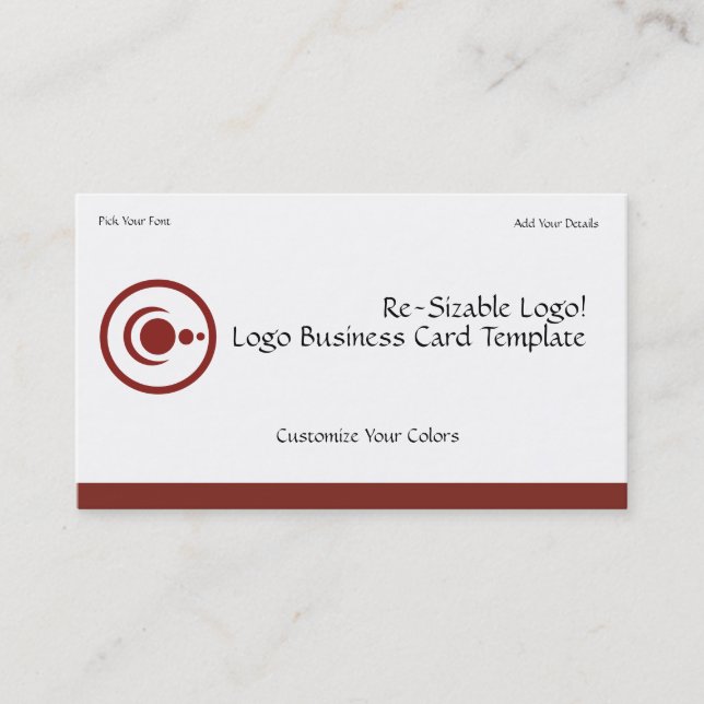 Red Crescent Moon & and Planets Logo Business Card (Front)