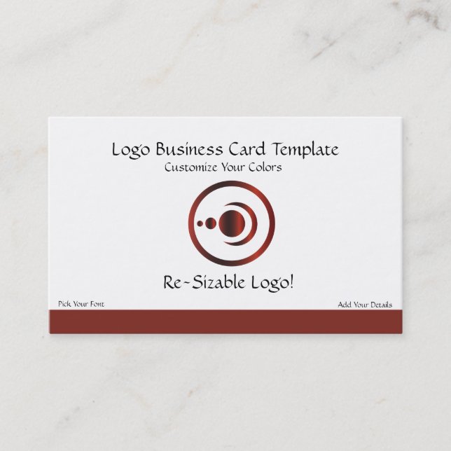 Red Crescent Moon & Planets Logo Business Card (Front)