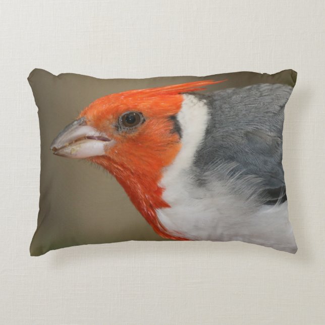 Red Crested Cardinal Decorative Cushion (Front)