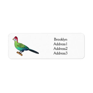 Red-crested turaco bird cartoon illustration 