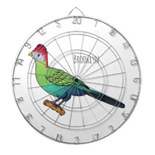 Red-crested turaco bird cartoon illustration  dartboard
