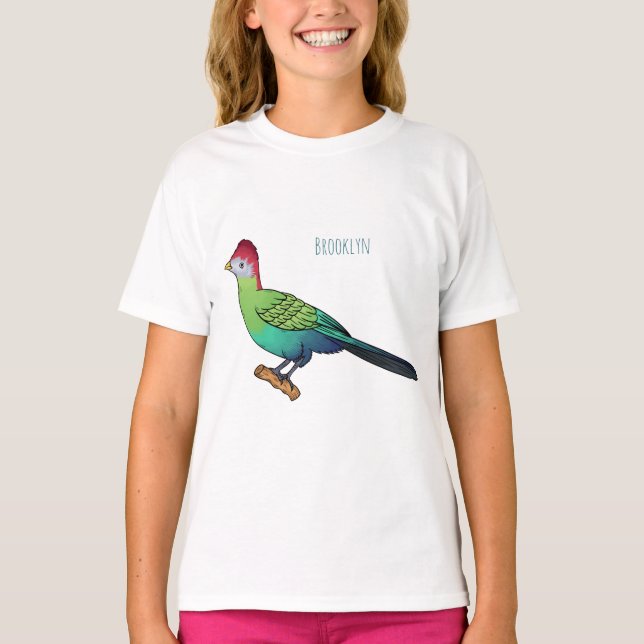 Red-crested turaco bird cartoon illustration T-Shirt (Front)