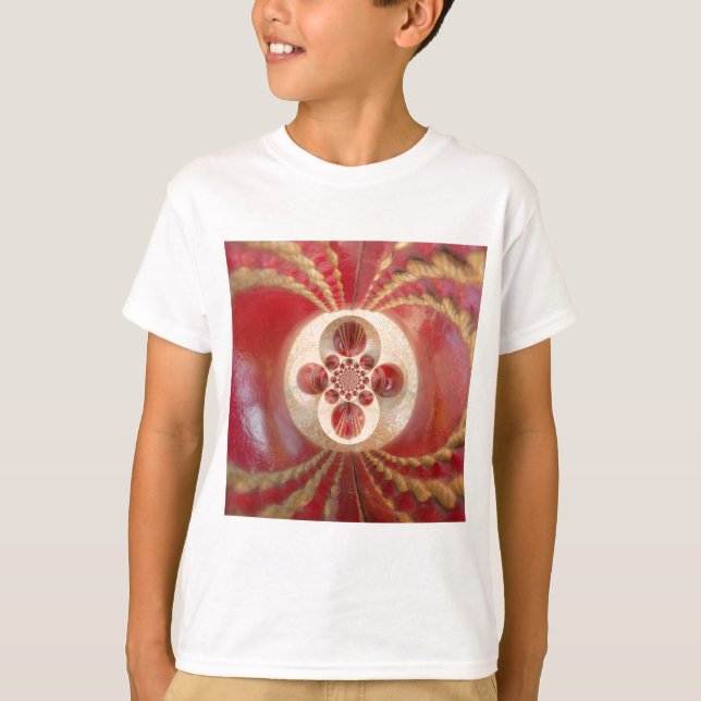 Red Cricket Balls Abstract Art Print Design T-Shirt (Front)