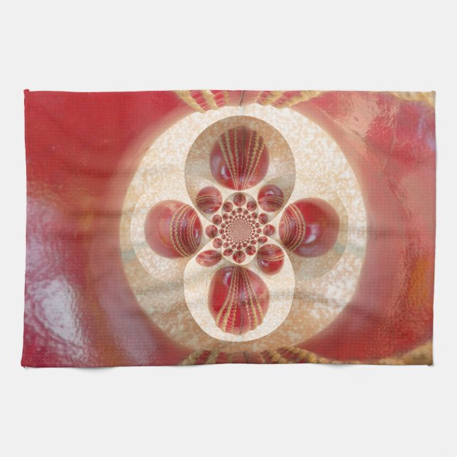 Red Cricket Balls Abstract Art Print Design Tea Towel (Horizontal)