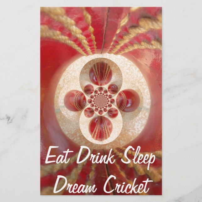 Red Cricket balls design Stationery (Front)