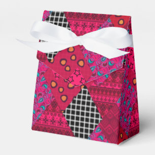 Red Crimson Colourful patchwork Favour Box