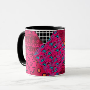 Red  Crimson  Colourful patchwork   Mug