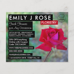 Red Crimson Rose, Floristry Advertising Flyer