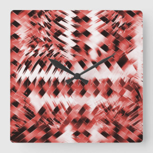 Red crisscross stripes with glass or mirror shades square wall clock