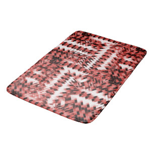 Red crisscross stripes with gradient or polished   bath mat