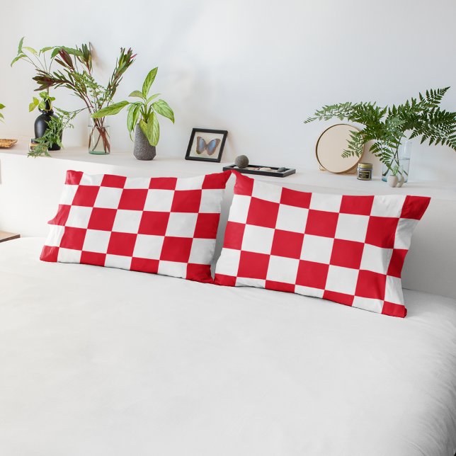 Red Croatian Geometric Chequered Pattern Pillowcase (Creator Uploaded)