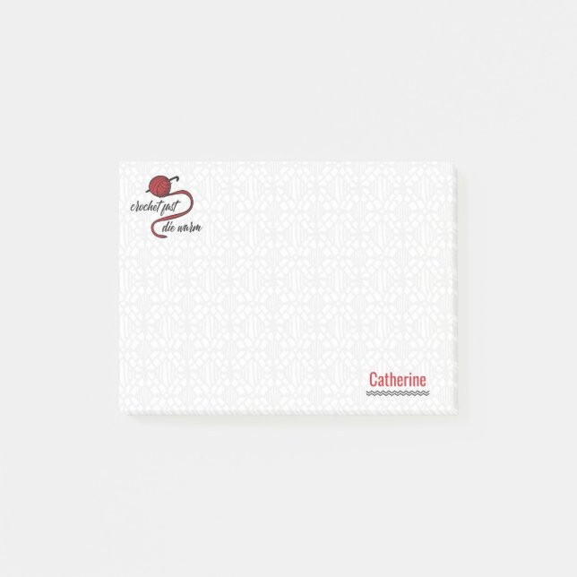 Red Crochet Fast, Die Warm Post-it Notes (Front)