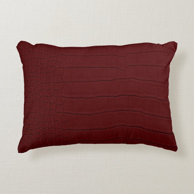 Red Crocodile Skin Print Decorative Cushion (Front)