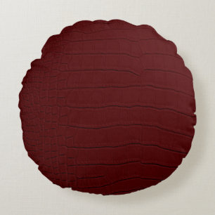 Red Crocodile Skin Print Round Cushion