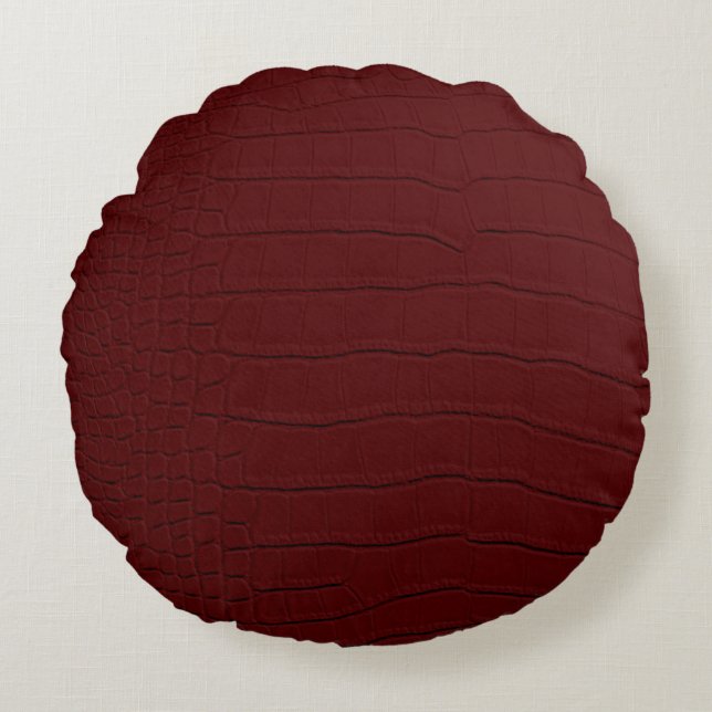 Red Crocodile Skin Print Round Cushion (Front)