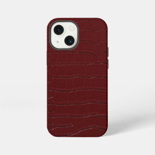 Red Crocodile Skin Print Varnished iPhone 13 Mini Case
