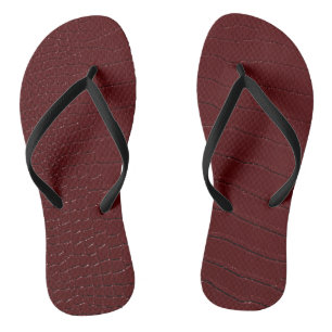 Red Crocodile Skin Print Varnished Jandals