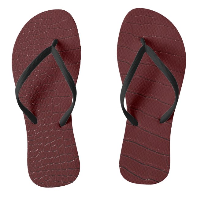 Red Crocodile Skin Print Varnished Jandals (Footbed)