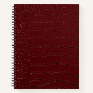 Red Crocodile Skin Print Varnished Notebook