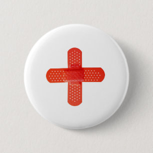 Red cross 6 cm round badge