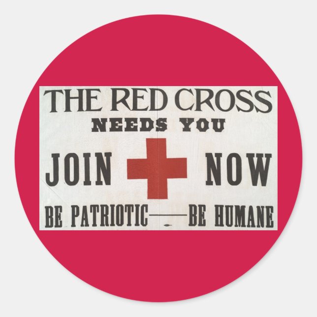 Red Cross Classic Round Sticker (Front)