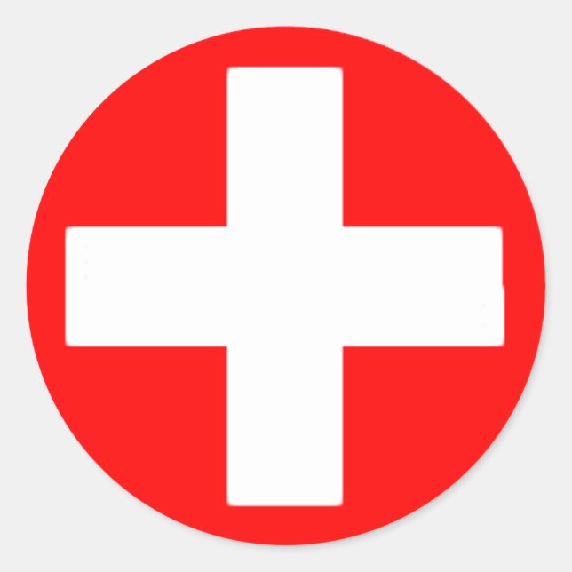 red cross classic round sticker (Front)