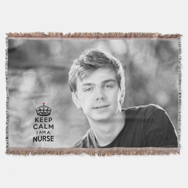 red cross crown Keep Calm I am a Nurse Throw Blanket (Front)