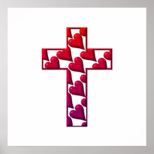 Red Cross filled with hearts Poster