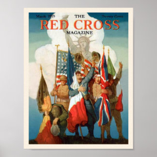 Red Cross Magazine Features WWI Soldiers Poster