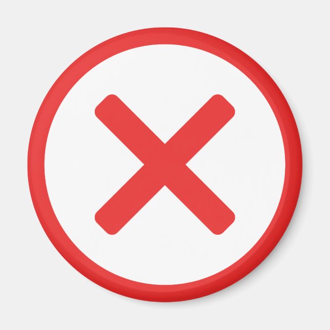 Red Cross No X Incorrect Symbol Magnet (Front)
