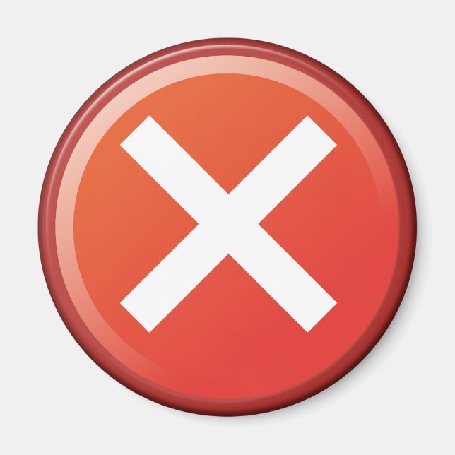 Red Cross No X Incorrect Symbol Magnet (Front)